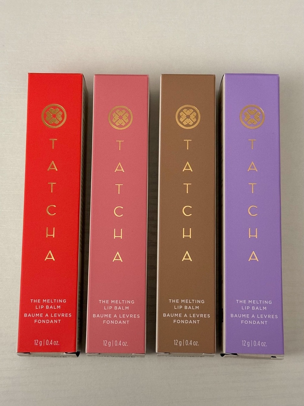 Tatcha Melting Lip Balm Set — Red, Pink, Brown, Purple